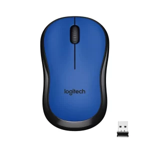 Logitech M221 Wireless Mouse, Silent Buttons, 2.4 GHz with USB Mini Receiver, 1000 DPI Optical Tracking, 18-Month Battery Life, Ambidextrous PC/Mac/Laptop - Blue