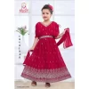Cherry red intricately sequin embroidered butterfly sleeve chiffon gown