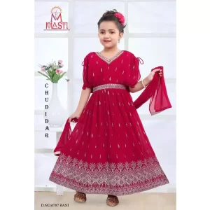 Cherry red intricately sequin embroidered butterfly sleeve chiffon gown