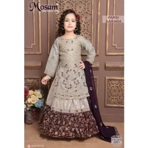 Light green and brown viscose muslin sharara style