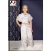 Girls White Colorful Floral Satin Lace Summer Party Dress