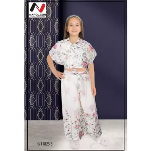 Girls White Colorful Floral Satin Lace Summer Party Dress