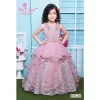 Girls Geometric Printed Ruffles Gown Maxi Dress
